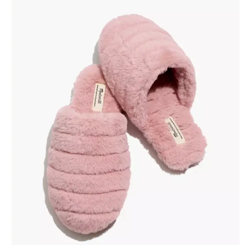 Madewell • Quilted Scuff Slippers in Recycled Faux Fur Size 6. like new